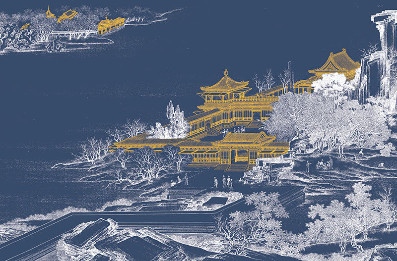 背景墙新中式金色