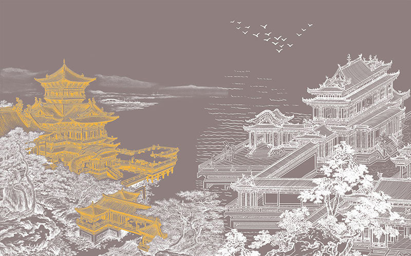 背景墙新中式金色