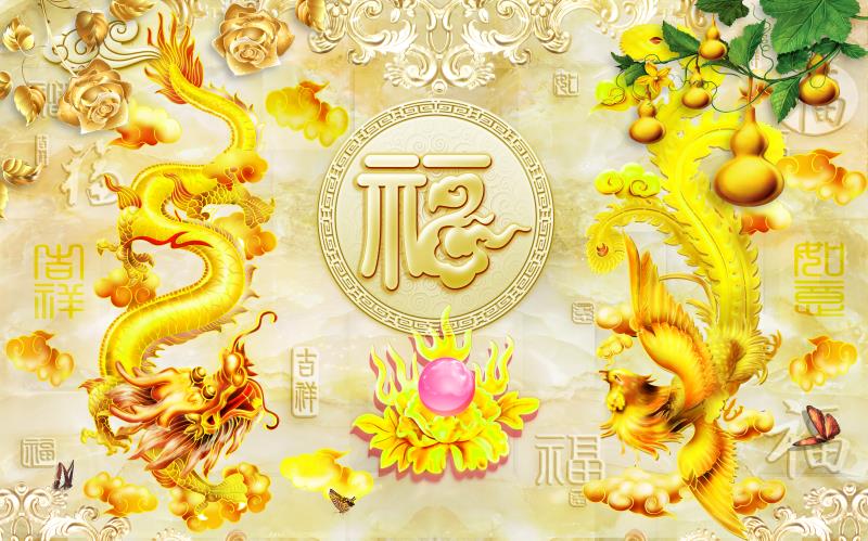 新中式金色玉雕浮