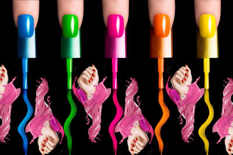 黑色背景指甲油美