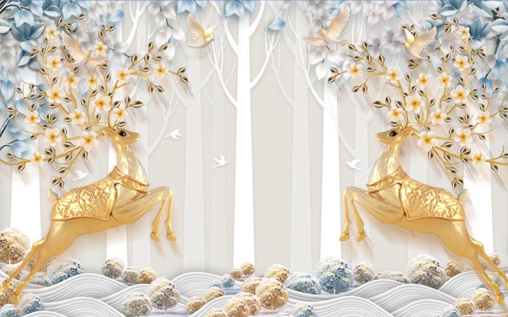 现代简约金色麋鹿