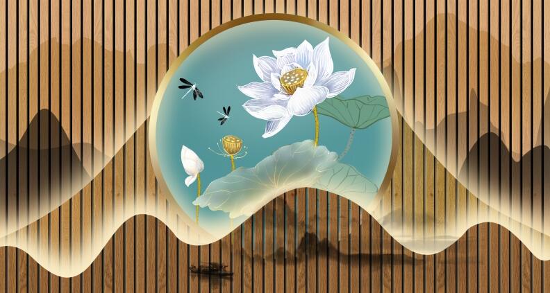 蜻蜓 背景墙 新