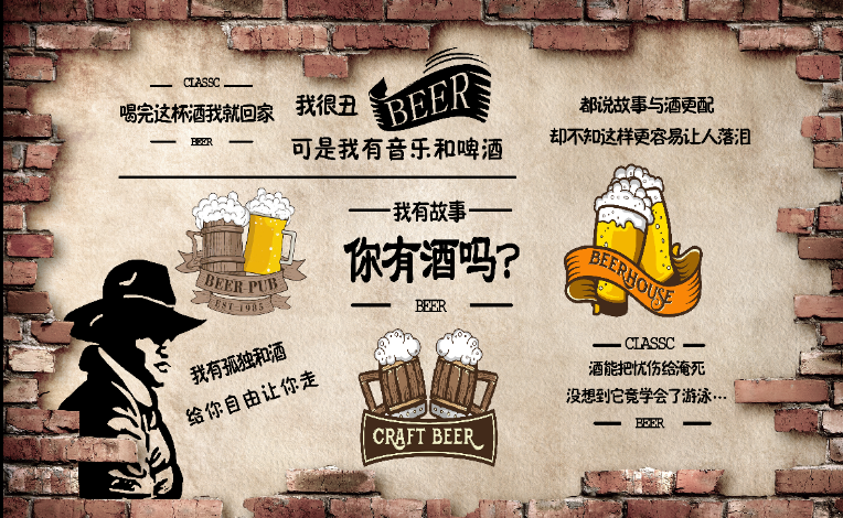 音乐啤酒复古背景