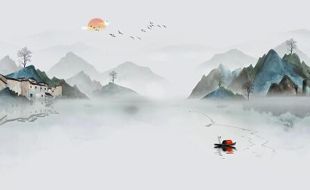 现代简约水墨山水