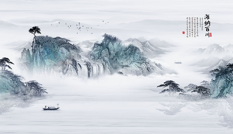 新中式背景墙海纳