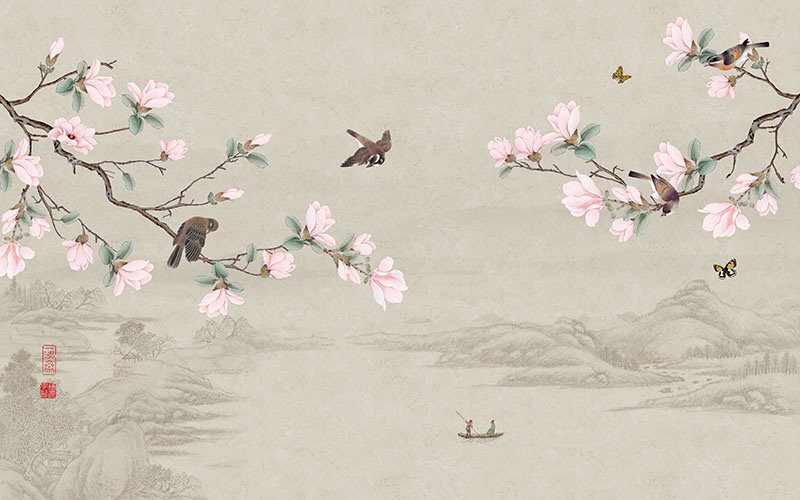 背景墙新中式花鸟