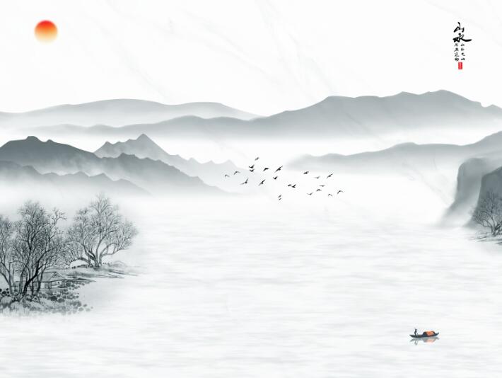 新中式山水背景墙