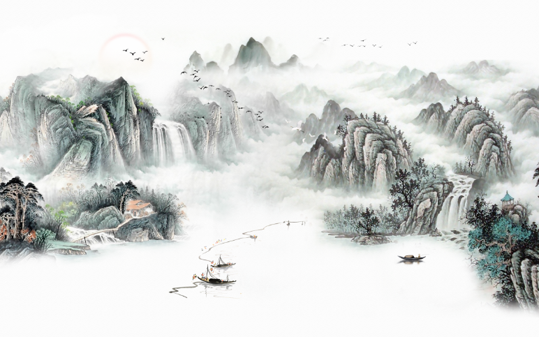 新中式简约复古山