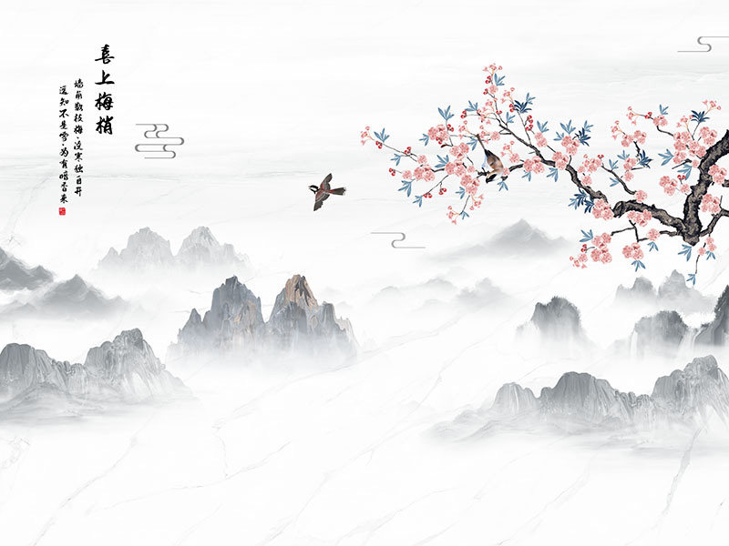 背景墙新中式山水