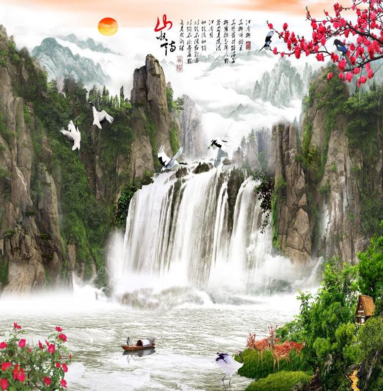 新中式山水背景墙
