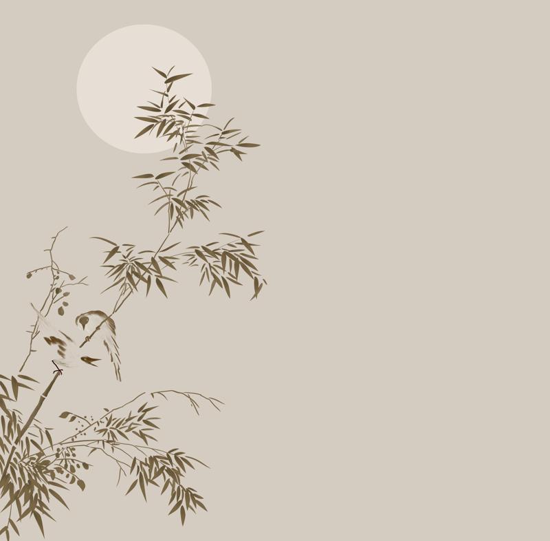 新中式树枝竹叶月