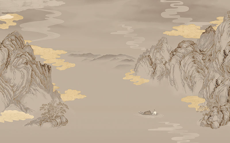 背景墙新中式金色