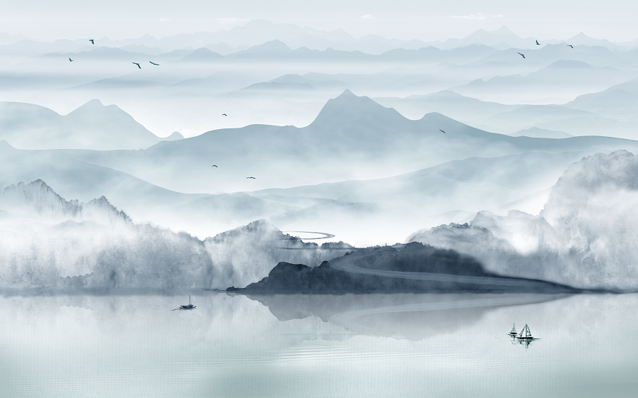 中式水墨山水画背