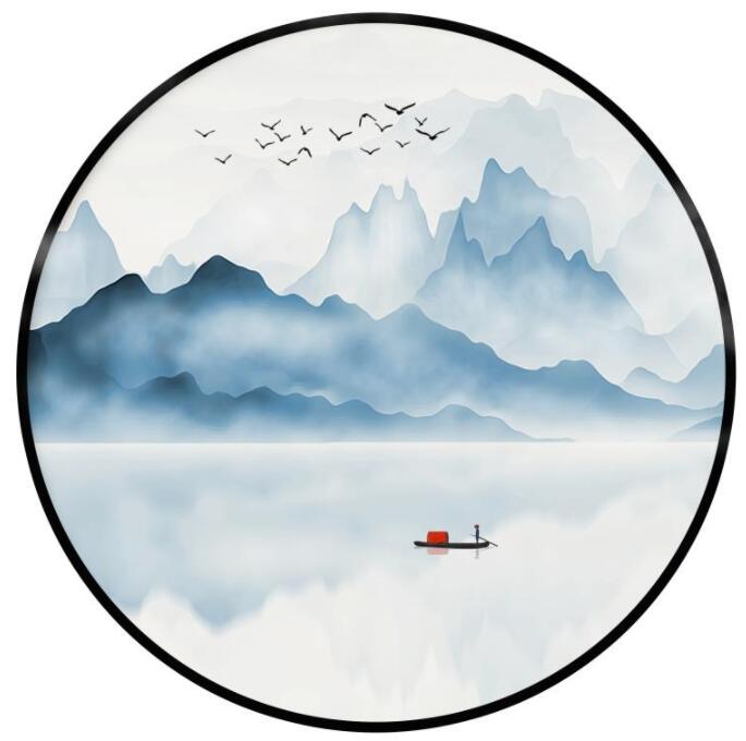 圆形 水墨山水背