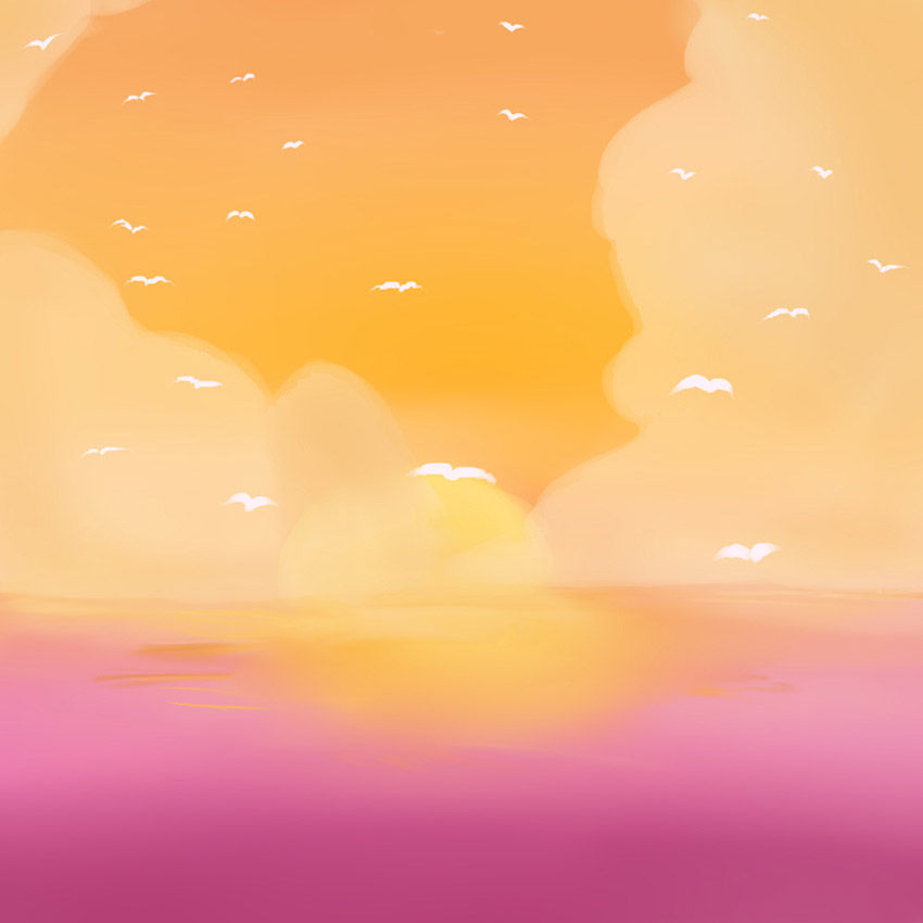 粉色海洋 海鸥背