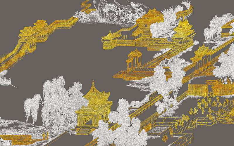 背景墙新中式阁楼