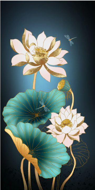 金色荷花玄关新中