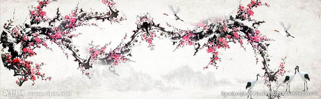 G国画梅花背景墙