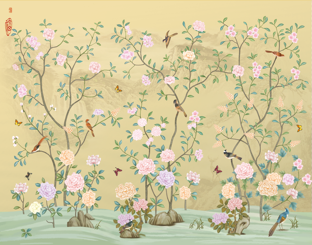 新中式工笔花鸟复