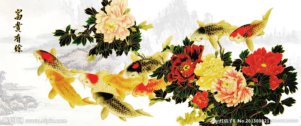 G花开富贵背景墙