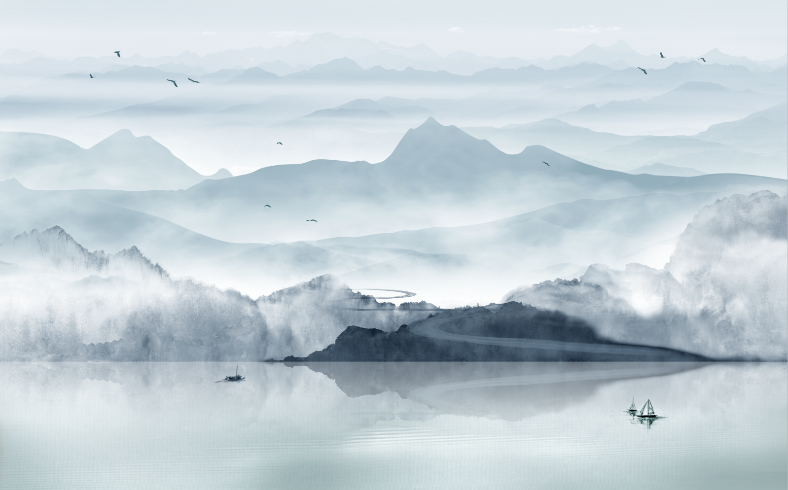 新中式水墨山水背