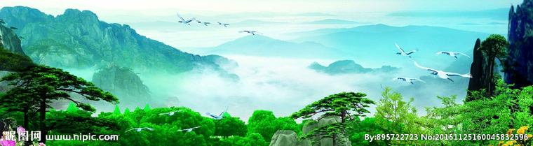 G中堂山水画壁画