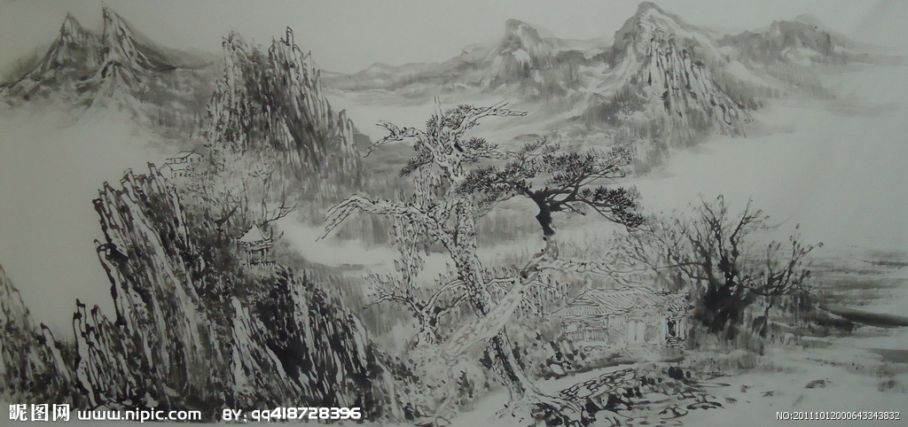 G水墨画背景墙背