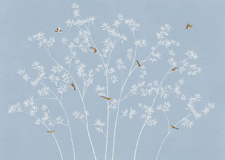 素雅花鸟背景墙素