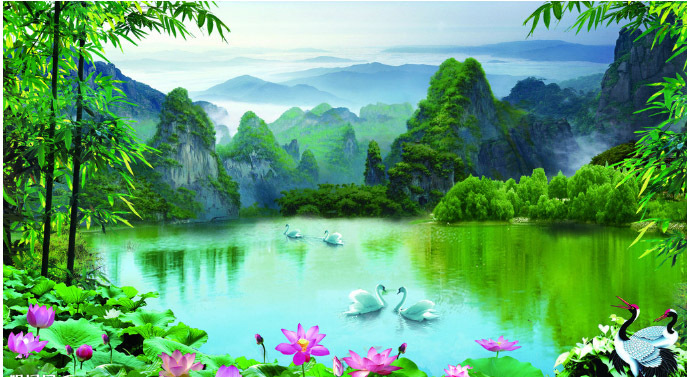 山水画图片背景墙