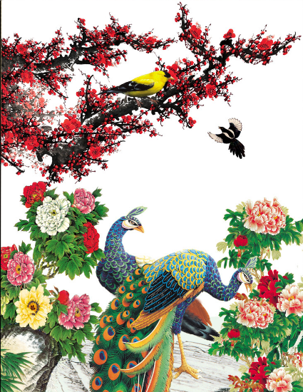 花开富贵壁画背景