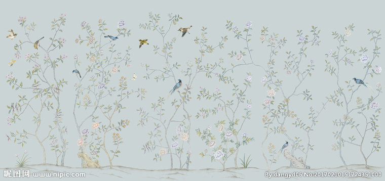 G树枝花卉壁纸背