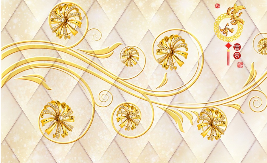 3d奢华金色珠宝