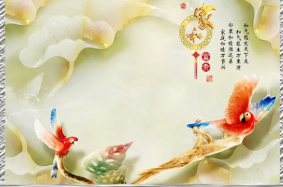小鸟报喜荷花玉雕