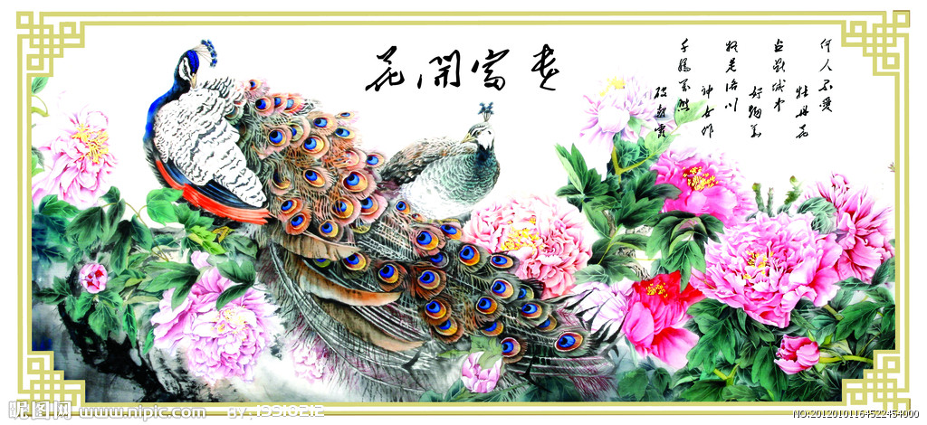 G花开富贵壁画背
