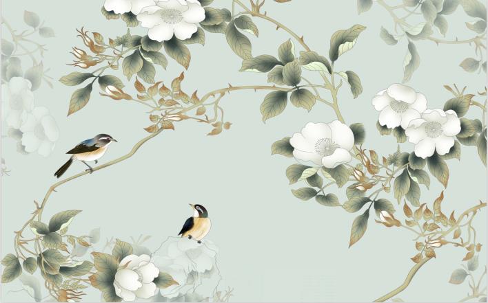 新中式花鸟背景墙