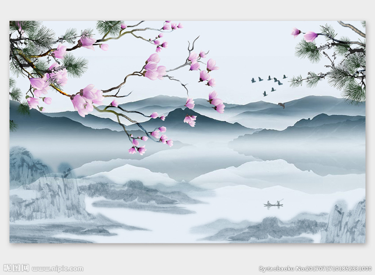 G中式山水背景墙