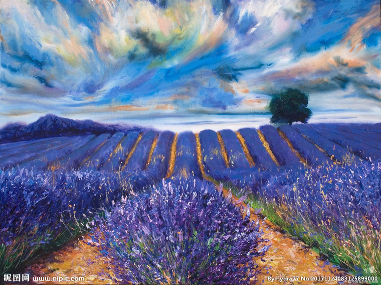 G薰衣草花海油画