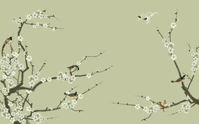 花鸟背景墙花鸟背