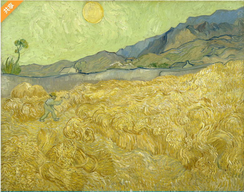 梵高油画稻田背景