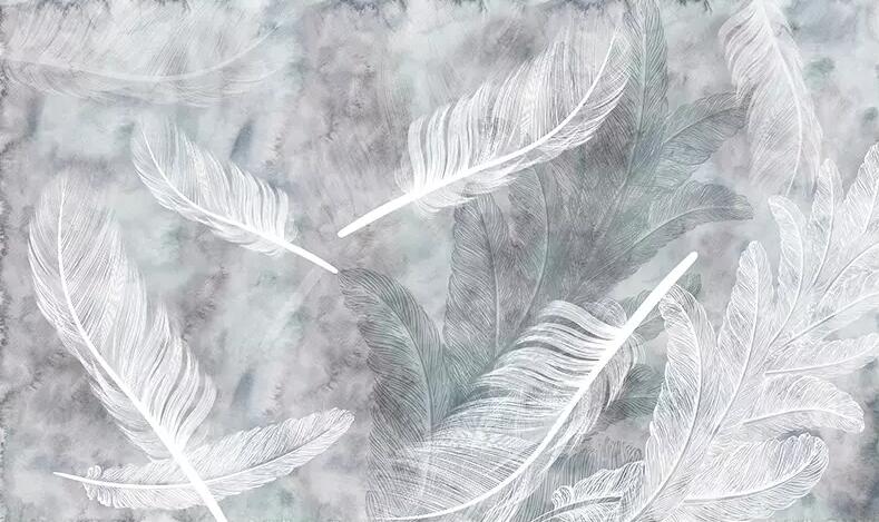 北欧水彩手绘羽毛