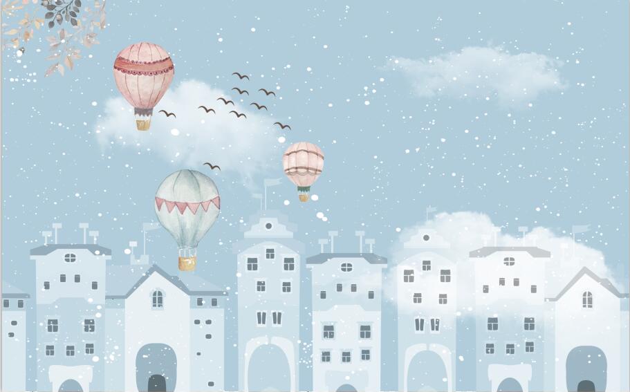 城市建筑雪花热气