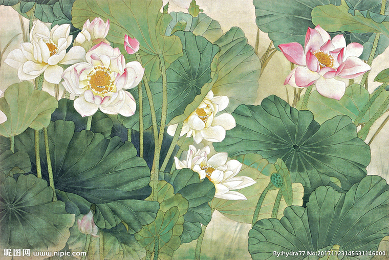 G荷叶荷花背景墙