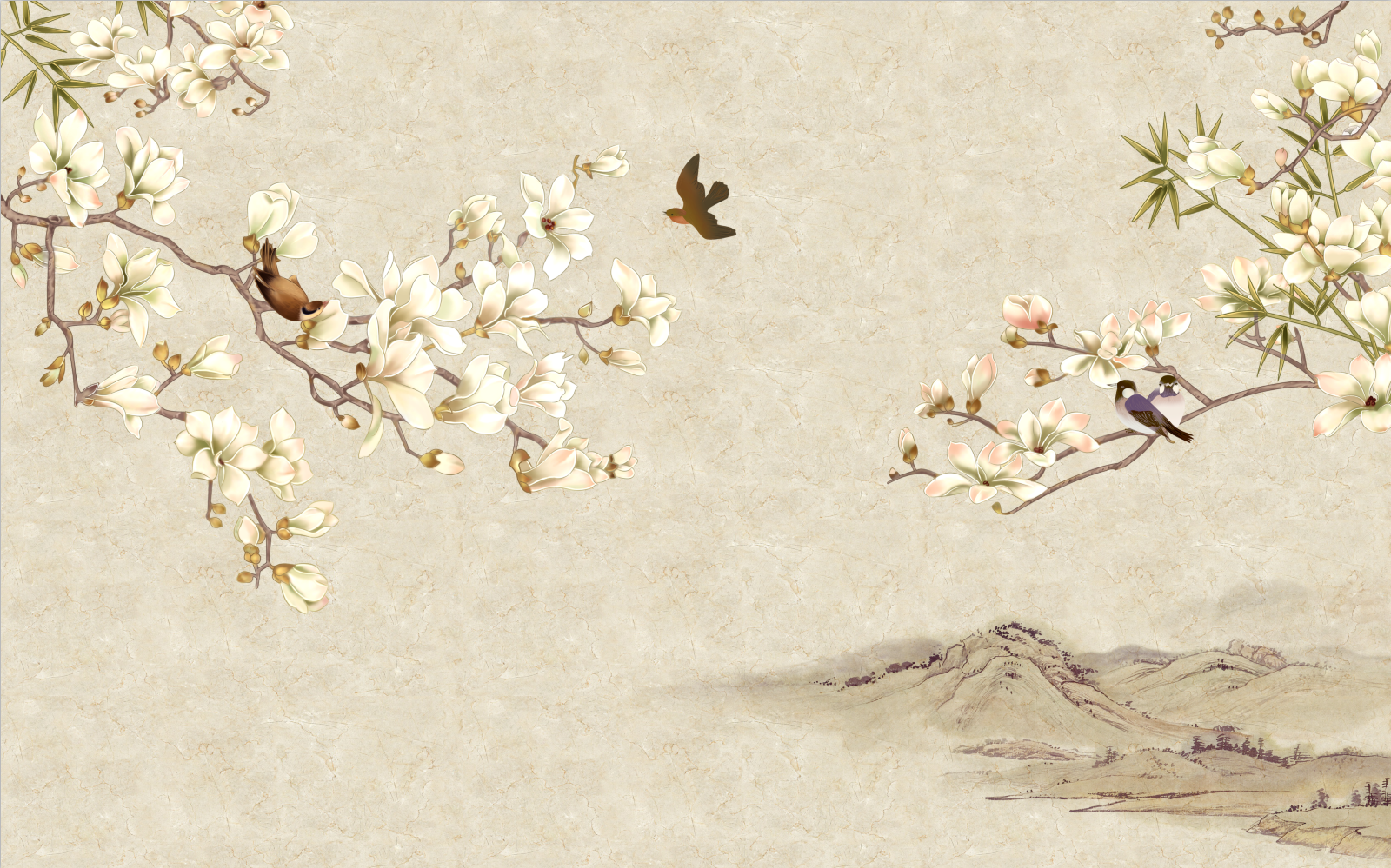 新中式工笔花鸟复