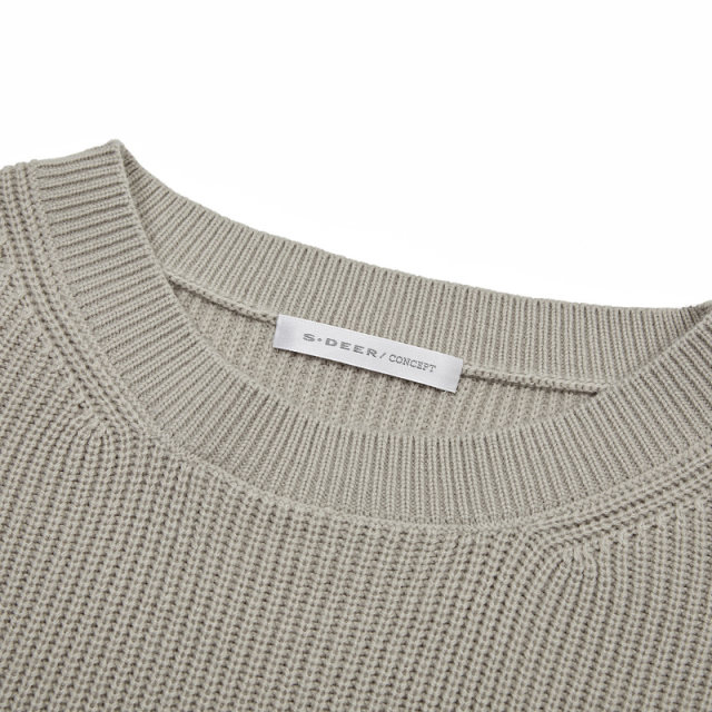 sdeer San Dior winter women's ribbed round neck splicing solid color long-sleeved sweater sweater S20483544