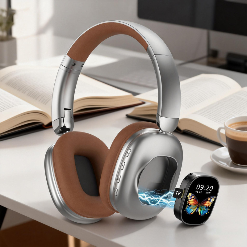 Head-Mounted Bluetooth Headset with Detachable Smart Color Lcd Touch Screen, Portable Small Speaker, Long Battery Life, Two-In-One