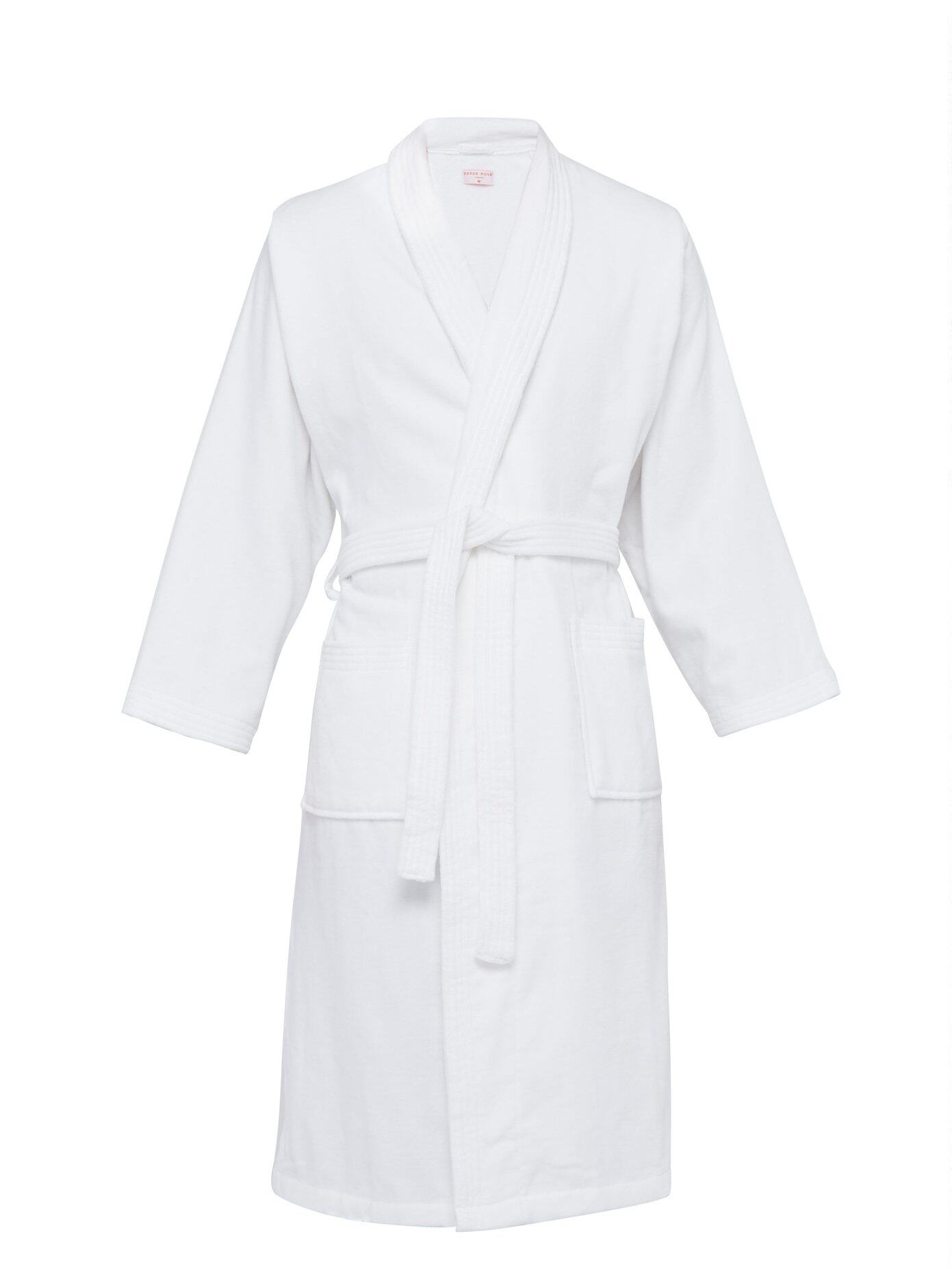 4 fold Derek Rose 2021 white cotton velvet male bathrobe