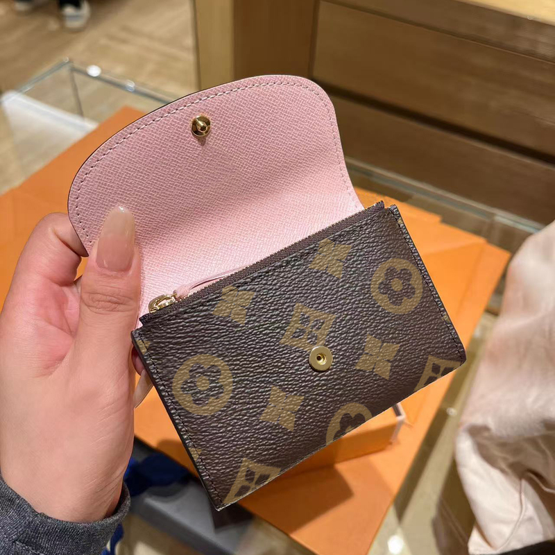 2026 New Casual Versatile Leather Wallet Classic Printed Flip Card Holder Genuine Leather Short Coin Purse Women's Fashion