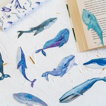 Whale bookmark hand book Big winged whale Whale Dolphin Diver gift 30 a box of whale bookmark book cards