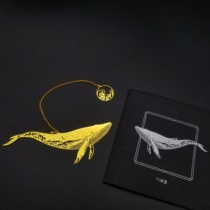 Whale bookmark metal openwork big fish big winged whale book card creative stationery Beautiful art birthday blessing gift