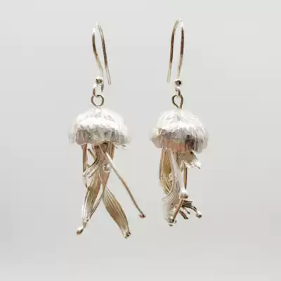 Jellyfish ear needle 99 foot silver pure handmade jellyfish ear pin earring ear clip jellyfish ear hook earrings